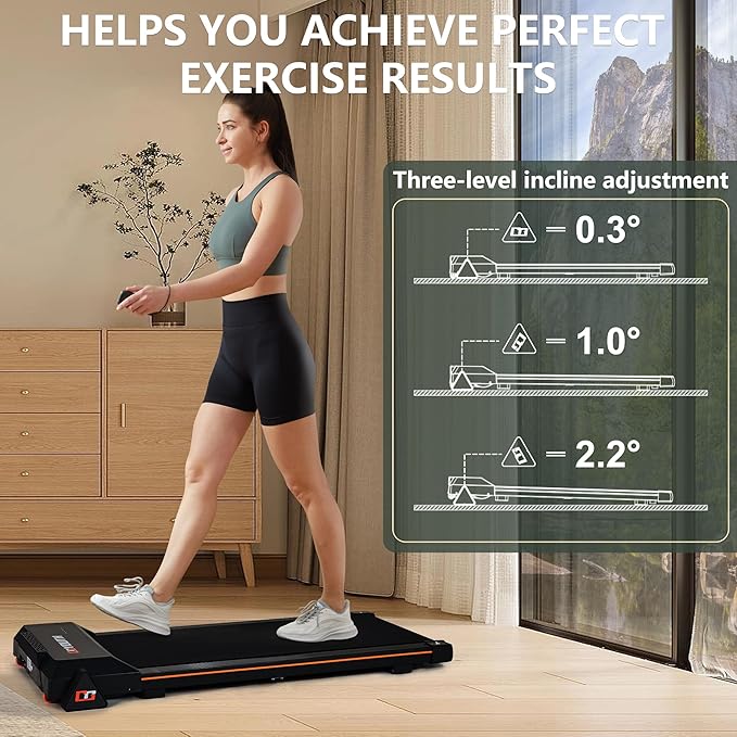 GOYOUTH 2 in 1 Under Desk Electric Treadmill Motorized Exercise Machine with Wireless Speaker, Remote Control and LED Display, Walking Jogging Machine for Home/Office Use