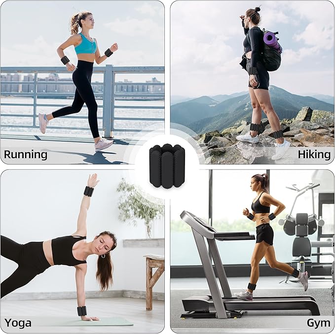 Ankle Weights for Women,Adjustable Ankle and Wrist Weights for Women 2 Lbs Set of 2 (1 Lb Each),Wearable Wrist Leg Arm Weights for Walking Yoga Pilate Barre Gym