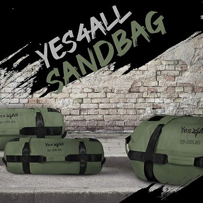 Yes4All Sandbags for Working Out, Adjustable Sand Bags for Weight Training with Handles, Multiple Colors & Sizes 5-200lbs