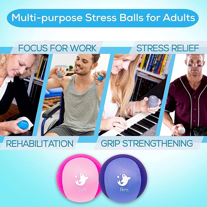 Serenilite Hand Therapy Exercise Stress Ball Bundle, Tri-Density Stress Balls for Adults & Grip Strengthening, Squeeze Balls for Hand Therapy, Hand Therapy Balls, Squeeze Ball, Hand Balls for Therapy