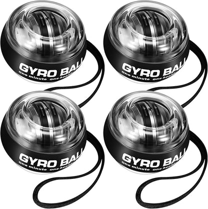 4 Pcs Wrist Trainer Ball Auto Start Hand Gyro Ball Wrist Strengthener Self Starting Forearm Exerciser with Bag and Strap for Strengthening Arms Fingers Wrist Training