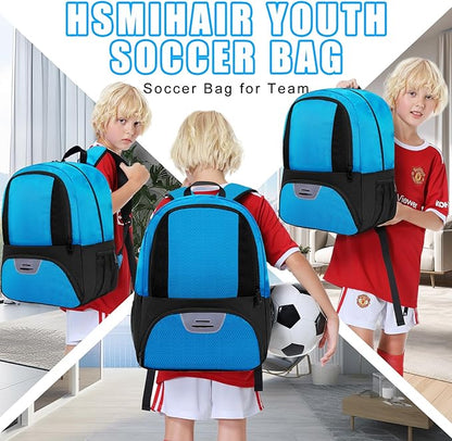 Soccer Bag&Soccer Backpack&Backpack for Football Volleyball Basketball,Sport Equipment Bags with Shoe compartment. (Blue)