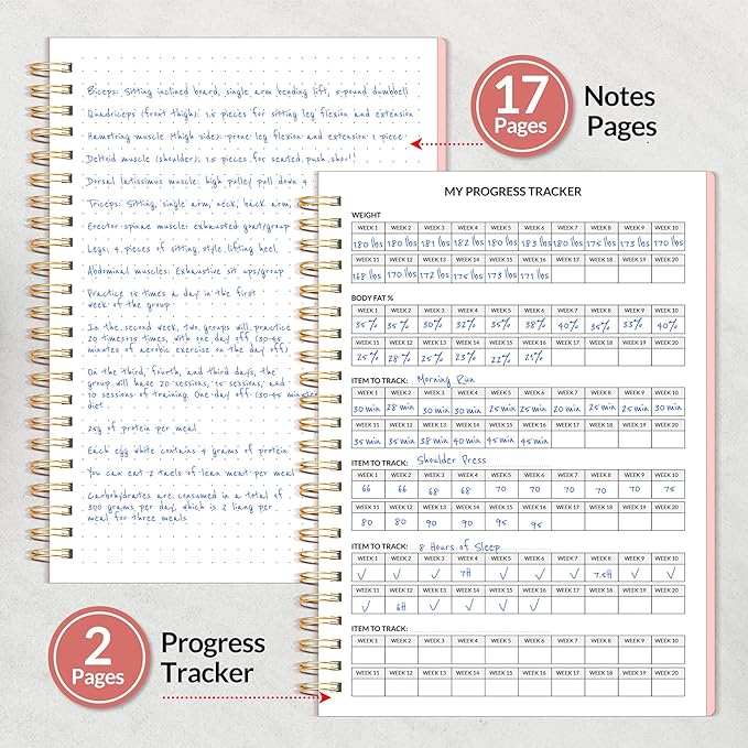 2025 Fitness Workout Journal Planner for Women & Men, from JAN 2025 - DEC 2025 Exercise Planner, 6.4" x 8.3" Fitness Tracker Journal Essentials for Goals, Tracking, Gifts with PVC Plastic Cover, Pink