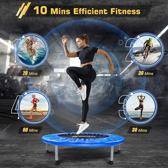 BCAN 36/38 Mini Trampoline Rebounder Trampoline for Adults Max Load 170lbs/300lbs Small Trampoline Exercise Trampoline Fitness Trampoline Indoor/Garden Workout