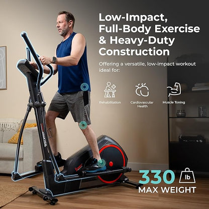 Sunny Health & Fitness Smart Endurance Elliptical Trainer w/Extended Stride, Home Cardio Exerciser & Full-Body Cross Training Machine, Exclusive SunnyFit App Bluetooth Link, Optional 14" & 18" Stride