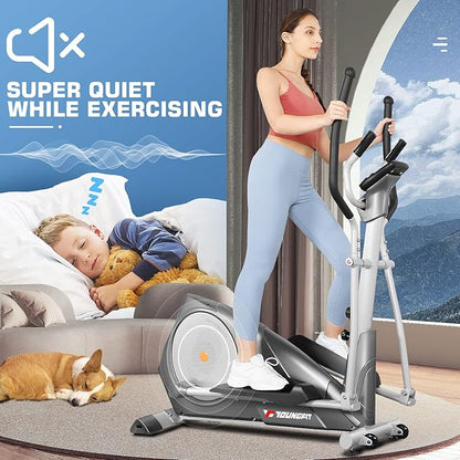 Elliptical Machine, Foldable Elliptical Machine for Home, 22 Resistance Levels with Large LCD Monitor Eliptical Exercise Machine