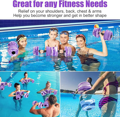 Aquatic Exercise Dumbbells, Water Dumbbells, 2PCS Foam Barbells for Men Women Water Workouts,Purple