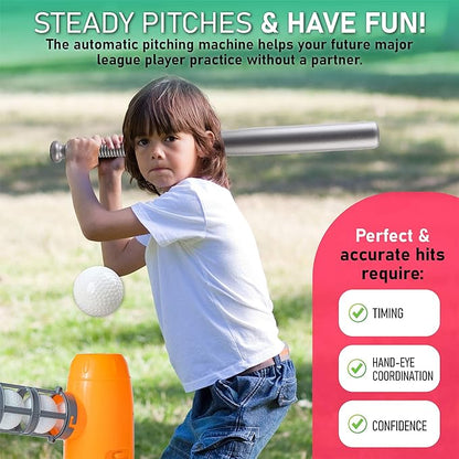 Kids Auto Baseball Pitching Machine Outdoor Toy Set 10 Baseballs,