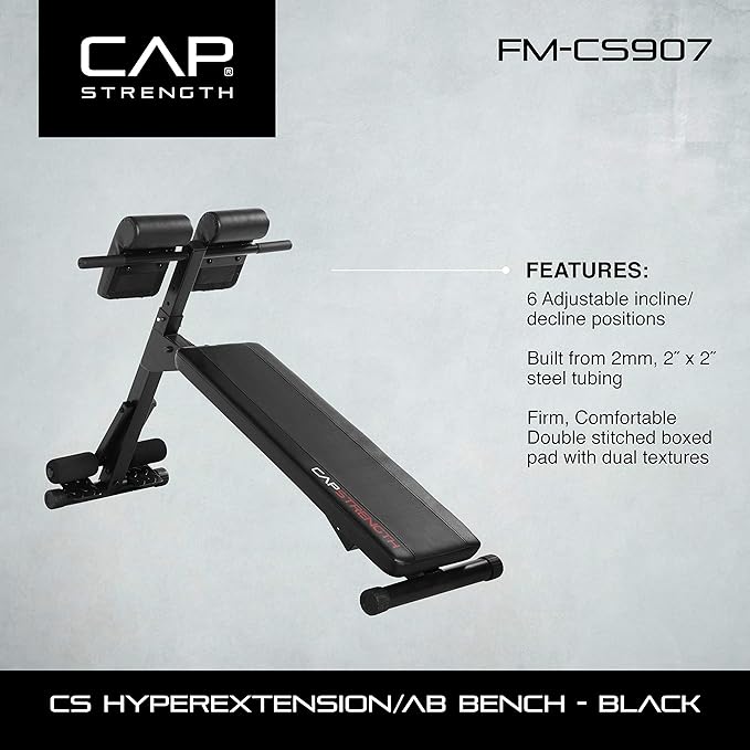 CAP Barbell Hyperextension/Ab Bench,Black