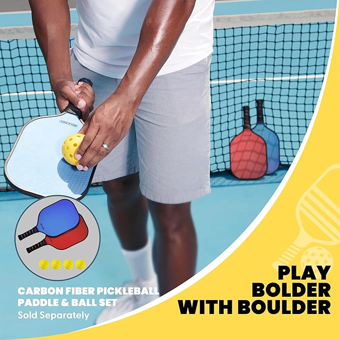 Boulder Badminton Pickleball Net - Adjustable Portable Net for Junior Tennis, Kids Volleyball & Soccer, and Backyard Games - Easy Setup Nylon Sports Net with Poles 10 ft/14ft/17ft/22ft Wide