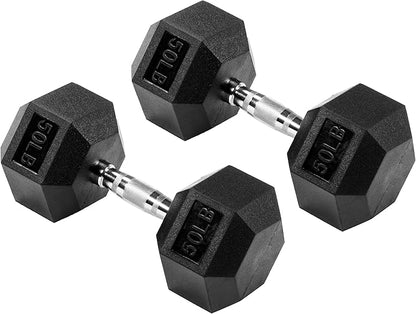 Signature Fitness Premium Rubber Encased Hex Dumbbell, Pairs