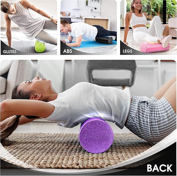 Yes4All High Density Foam Roller for Back, Variety of Sizes & Colors for Yoga, Pilates - Black - 12 Inches