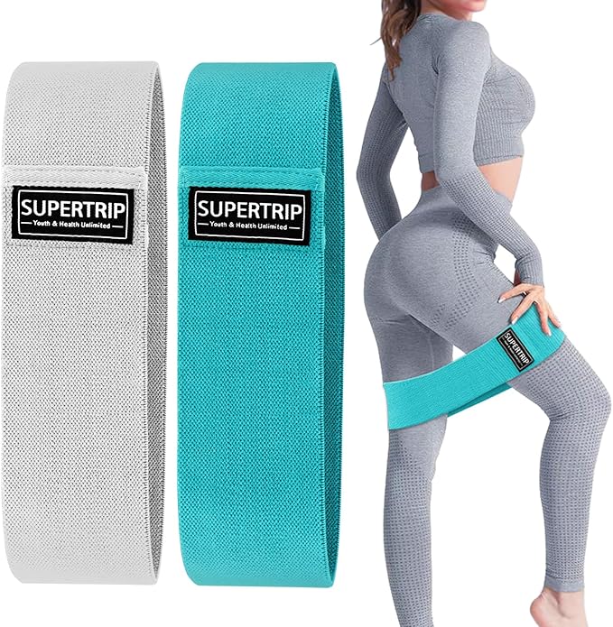 Supertrip Fabric Resistance Bands for Legs and Butt Non-Slip Booty Bands Set for Women/Men Exercise Loop Bands Elastic Workout Fitness Bands Wide Strength Bands