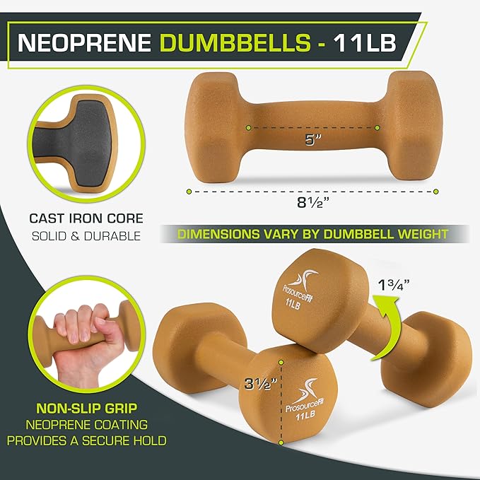 ProsourceFit Neoprene Dumbbell Coated for Non-Slip Grip, 4 lb