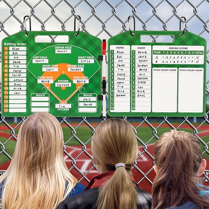 Magnetic Baseball Lineup Board，Baseball Lineup Cards Baseball Lineup Board For Dugout Baseball Accessories 40 Sheets Lineup Cards Baseball Clipboard for Coaches Baseball Coaching Accessories