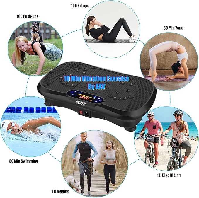 Vibration Plate Fitness Platform Exercise Machine Vibrating Shaking Full Body Shaker Workout Power Waver Vibrate Stand Shake Board Sport Gym for Weight Loss Fat Burner for Women Men