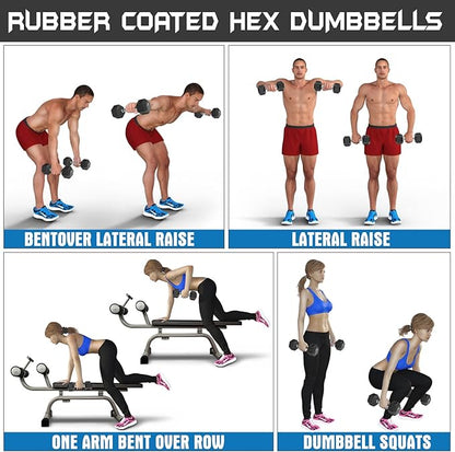 Dumbbell - Rubber Hex - 5lbs