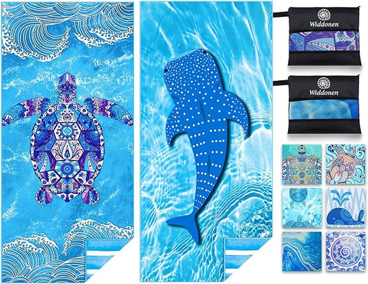 Microfiber Thin Lightweight Beach Towel Sand Free Quick Dry Absorbent Compact Towels for Swimming Pool Camping Beach Accessories Large Easy Pack Travel Things for Vacation Essentials Adult Gift