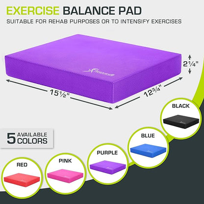 ProsourceFit Exercise Balance Pad – Cushioned Non-Slip Foam Mat & Knee Pad for Fitness, Stability Training, Physical Therapy, Yoga