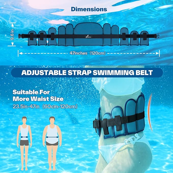 Aqua Belt Water Aerobics Equipment: Sportneer Aqua Float Belts Swimming Pool Exercise Set with Adjustable Buoyancy Blocks Jogger Floatation Belt for Adults Youth Aquatic Fitness Training