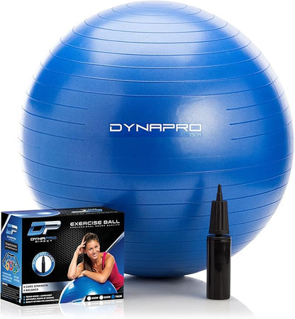 Exercise Ball – Extra Thick Eco-Friendly & Anti-Burst Material Supports over 2200lbs, Stability Ball for Home, Yoga, Gym Ball, Birthing Ball, Physio Ball, Swiss Ball, Physical Therapy or Pregnancy