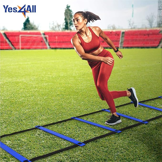 Yes4All 8, 12, 20 Rungs Agility Ladder - Speed Training Equipment for All Ages & Levels with Carrying Bag - Speed Ladder