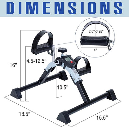 iLiving Under Desk Bike Pedal Exerciser with Electronic Display - Fully Assembled Folding Equipment, Mini Bike for Legs and Arms Workout, Portable and Easy-to-Use with LCD Screen (ILG-688), Blue