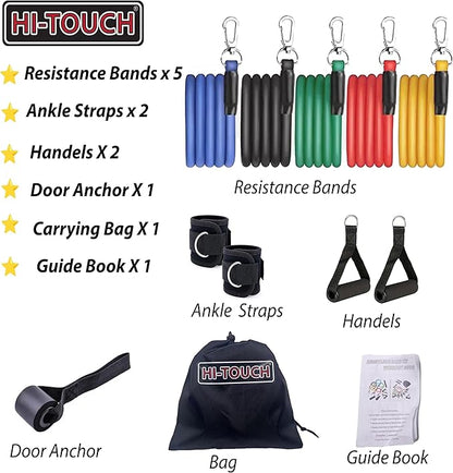 HI- Touch Resistance Bands, Workout Bands, Door Anchor, Exercise Equipment, Legs Ankle Straps, Workout Equipment, Exercise Bands, Exercise Bands Resistance, Workout, Resistance Bands with Handles