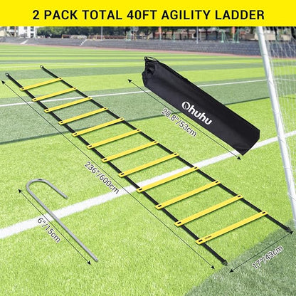 Ohuhu Agility Ladder Speed Training Set 2 Pack 20ft 12 12 Rung