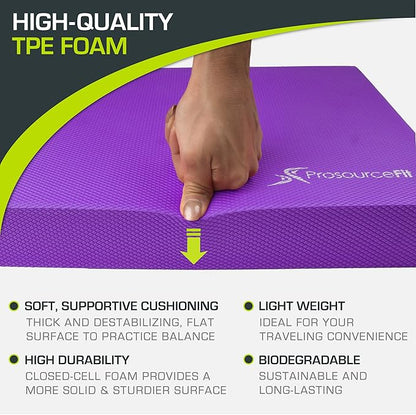 ProsourceFit Exercise Balance Pad – Non-Slip Cushioned Foam Mat & Knee Pad for Fitness and Stability Training, Yoga, Physical Therapy 15.5”x12.75”