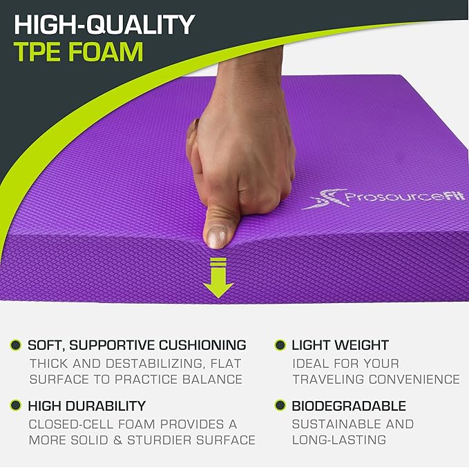 ProsourceFit Exercise Balance Pad – Cushioned Non-Slip Foam Mat & Knee Pad for Fitness, Stability Training, Physical Therapy, Yoga