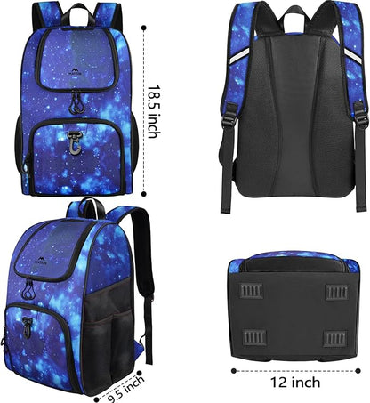 MATEIN Basketball Bag, Sturdy Soccer Bag with Ball Holder & Shoe Compartment, Large Basketball Backpack for Training Equipment, Water Resistant Sports Ball Bags Fits Volleyball Football, Colorful