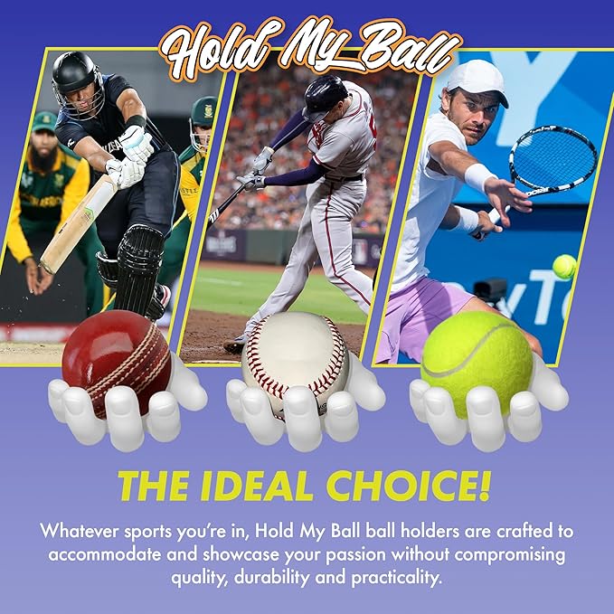 Wall-Mounted Ball Holder - Stylish Sculptured Hand Display Rack for Sports Ball Collections - Baseball, Cricket, Tennis, Golf Balls- Clutter-Free Room Decor and Memorabilia Showcase