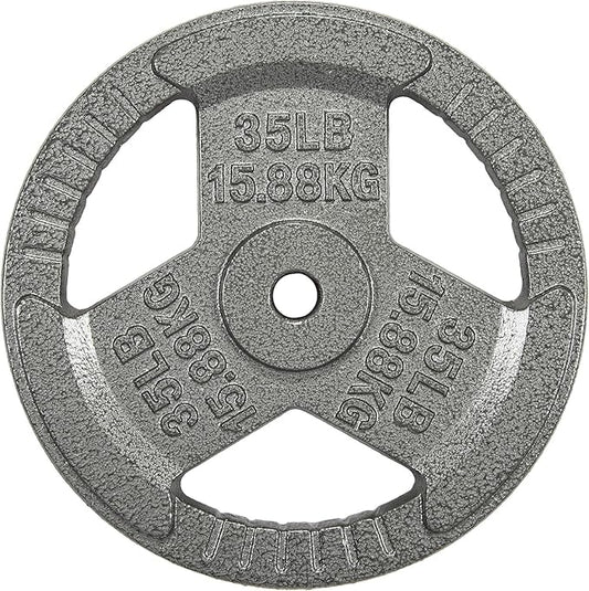 HulkFit 1 inch and 2 inch Cast Iron Weight Plate with Multi-Grip Handles and Enamel Coated for Barbells & Plate Only Strength Training - Grey