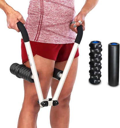 DoubleUP Roller Therapy Kit - White - Muscle Massager with Lever-Action Pressure Control and Quick-Change Rollers