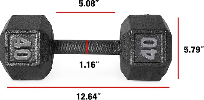 CAP Barbell Black Cast Iron Hex Dumbbell | 5-120 LBs | Single or Pair