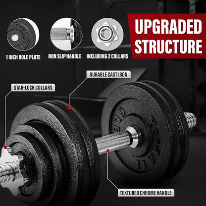 Yes4All Adjustable Dumbbell Set with Weight Plates, Star Lock Collars/Connector, 40lbs to 200lbs Adjustable Weight Plates Set