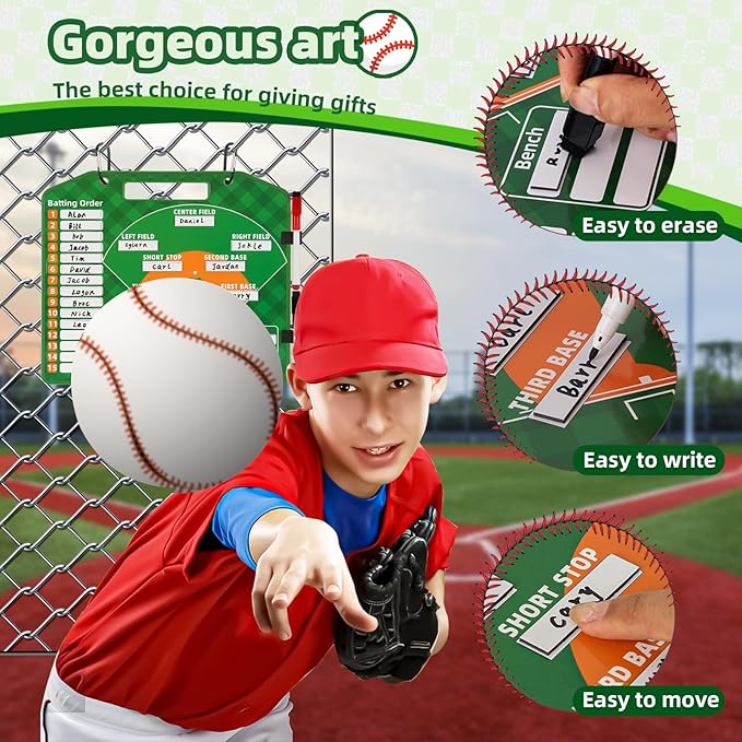 Magnetic Baseball Lineup Board，Baseball Lineup Cards Baseball Lineup Board For Dugout Baseball Accessories 40 Sheets Lineup Cards Baseball Clipboard for Coaches Baseball Coaching Accessories