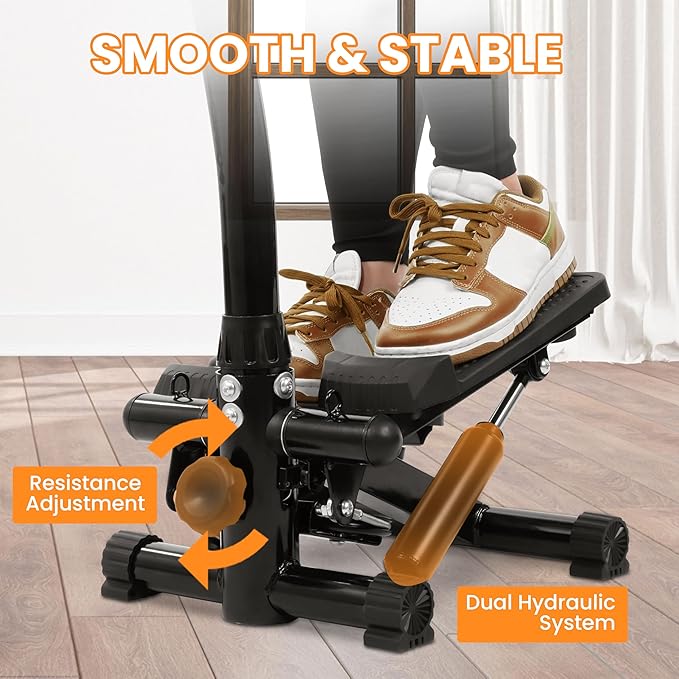 Signature Fitness Mini Steppers for Exercise with Handlebar