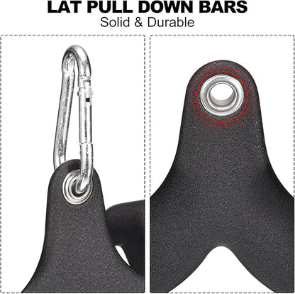 uxcell LAT Pull Down Bar, Gym Fitness Pulldown T-bar V-bar for Rowing Cable Machine Attachment, Back Tricep Strength Training Close Outside Handle