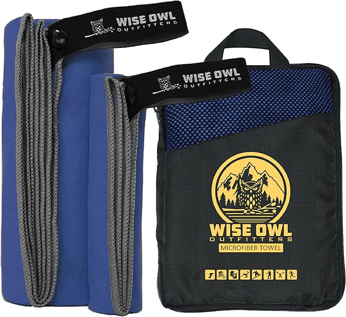 Wise Owl Outfitters Camping Towel - Camping Accessories, Quick Dry Microfiber Towel for Travel, Hiking, Yoga, Workout, and Backpacking