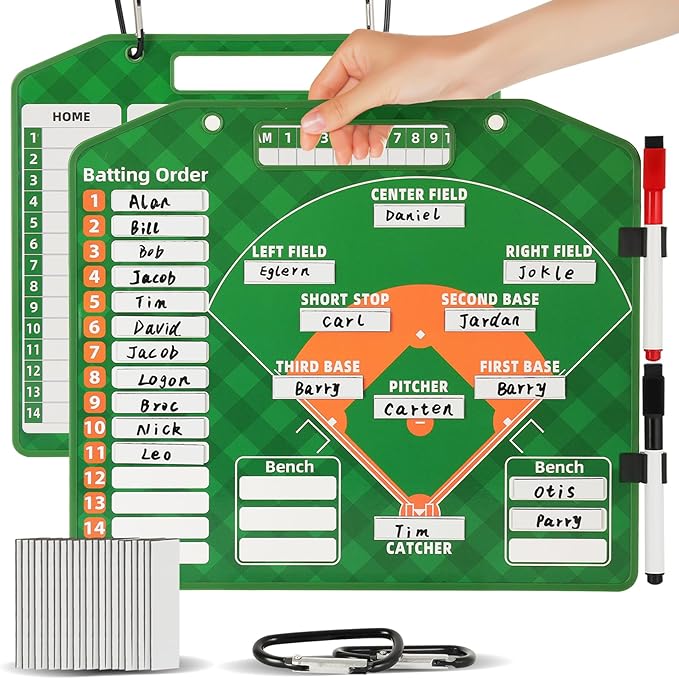 Magnetic Baseball Lineup Board，Baseball Lineup Cards Baseball Lineup Board For Dugout Baseball Accessories 40 Sheets Lineup Cards Baseball Clipboard for Coaches Baseball Coaching Accessories