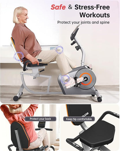 YOSUDA Recumbent Exercise Bike for Adults Seniors with Quick Adjust Seat, 350LB Capacity & 16-level Resistance