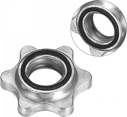 uxcell Dumbbell Hex Nut, 2Pcs M28 Anti-Slip Lock Collar Screw for Barbell Dumbbell Weight Lifting Silver