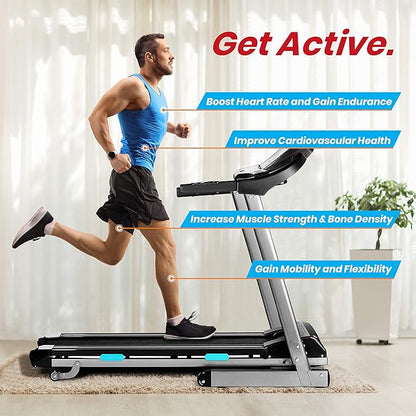 SereneLife Smart Electric Folding Treadmill – Easy Assembly Fitness Motorized Running Jogging Exercise Machine with Manual Incline Adjustment, 12 Preset Programs