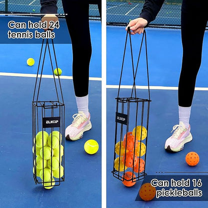 Portable Pickleball & Tennis Ball Collector - Pickleball Retriever Basket Carrier Gatherer Picker Hopper Container for Picking and Storage Training Tool for Ball