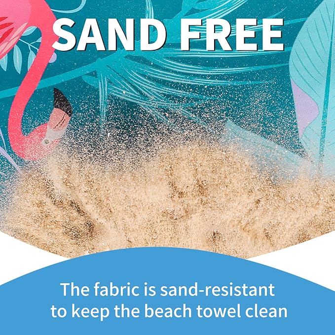 2 Pack Lightweight Thin Beach Towel Oversized 71"x32" Big Extra Large Microfiber Sand Free Towels for Adult Quick Dry Travel Camping Beach Accessories Vacation Essential Gift Flamingo Toucan