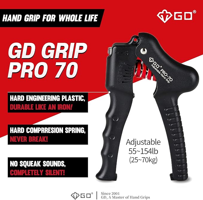 GD Grip Strength Trainer (Premium Adjustable Grip Strengthener for Forearm Training) Wrist and Forearm Strengthener