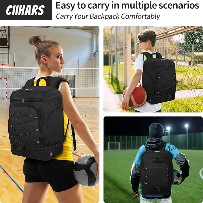 Soccer Backpack,Soccer Bag with Ball Holder, Includes Separate Cleat Shoe and Ball Compartment Sport Equipment Bags Fit Basketball Volleyball Football