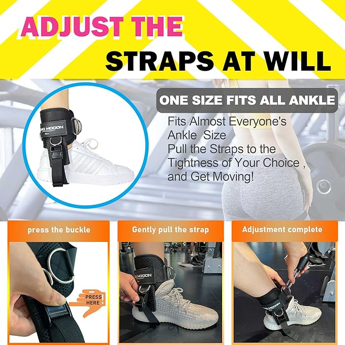 Ankle Straps for Cable Machine Accessories, Adjustable Buckle Suitable for Men & Women, Comfort fit Neoprene Ankle Cuffs for Glute Kickbacks, Lift The Butts, Gym Lower Body Exercises